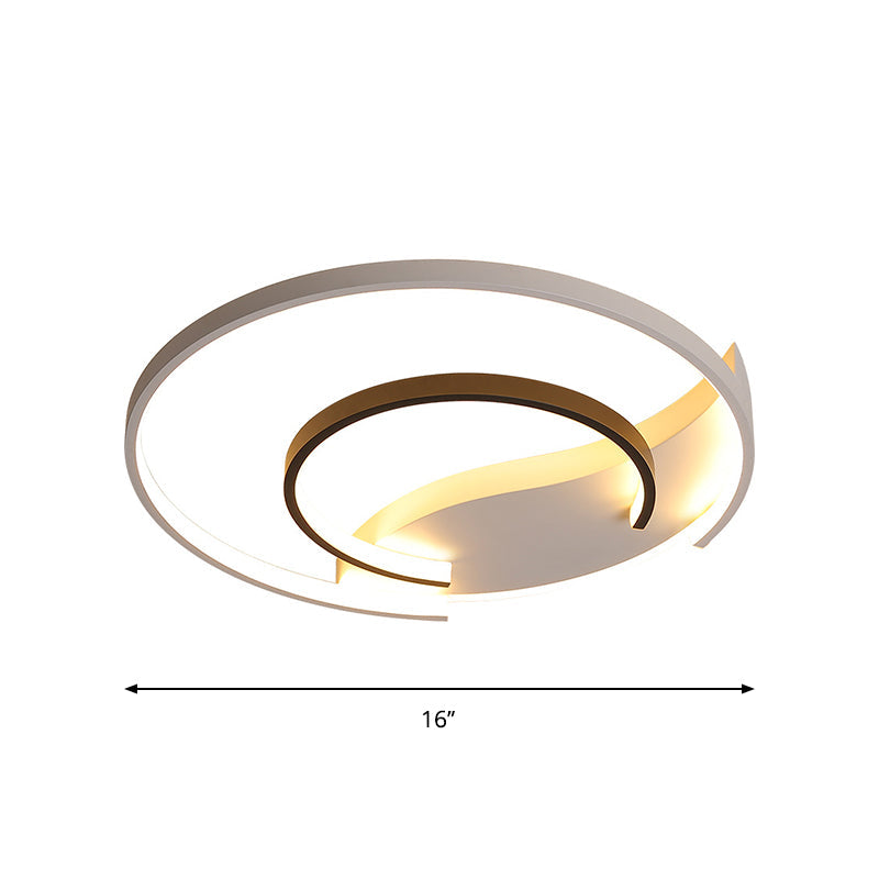 Acrylic Hoop Ceiling Lamp with LED Flush Mount - 16"/19.5" Simplicity Black-White Design in Warm, White, or 3 Color Light Options