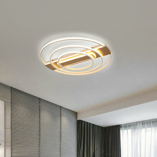 Minimalist Metal Flush Ceiling Light in White/Gold with LED Flushmount - Warm/White Lighting