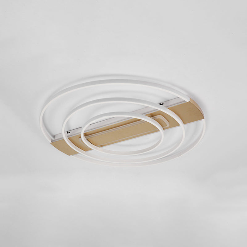 Minimalist Metal Flush Ceiling Light In White/Gold With Led Flushmount - Warm/White Lighting