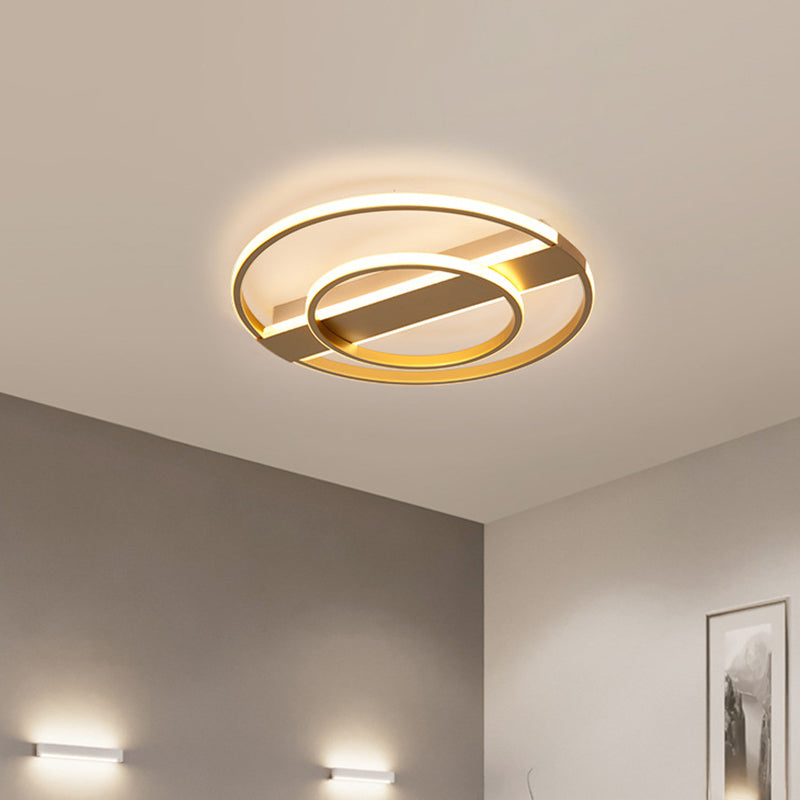 Minimalist Metal Flush Ceiling Light In White/Gold With Led Flushmount - Warm/White Lighting Gold /