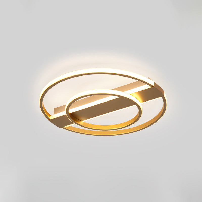 Minimalist Metal Flush Ceiling Light in White/Gold with LED Flushmount - Warm/White Lighting