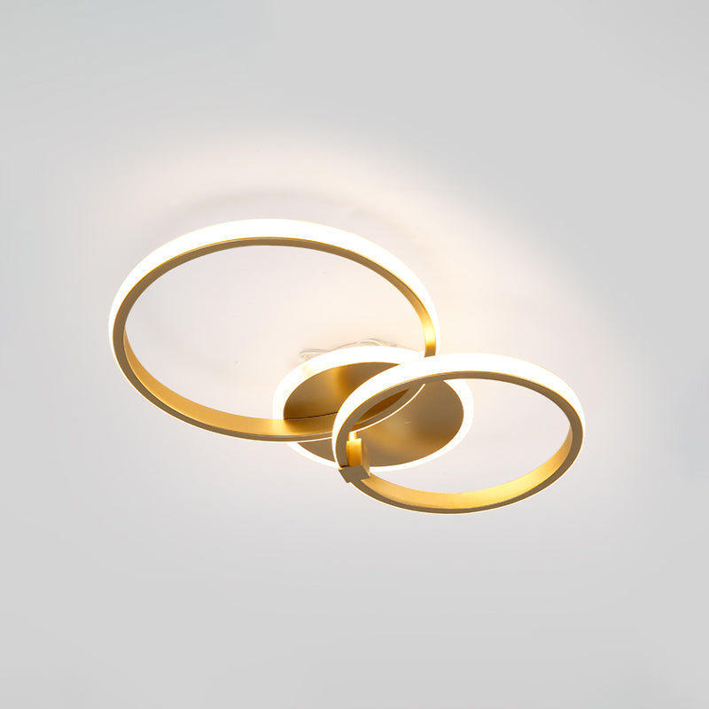 Minimalist Metal Led Ceiling Light In Gold - Multi-Shape & 2/4 Lights Semi Flush Mount Fixture