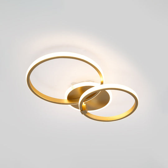 Minimalist Metal Led Ceiling Light In Gold - Multi-Shape & 2/4 Lights Semi Flush Mount Fixture