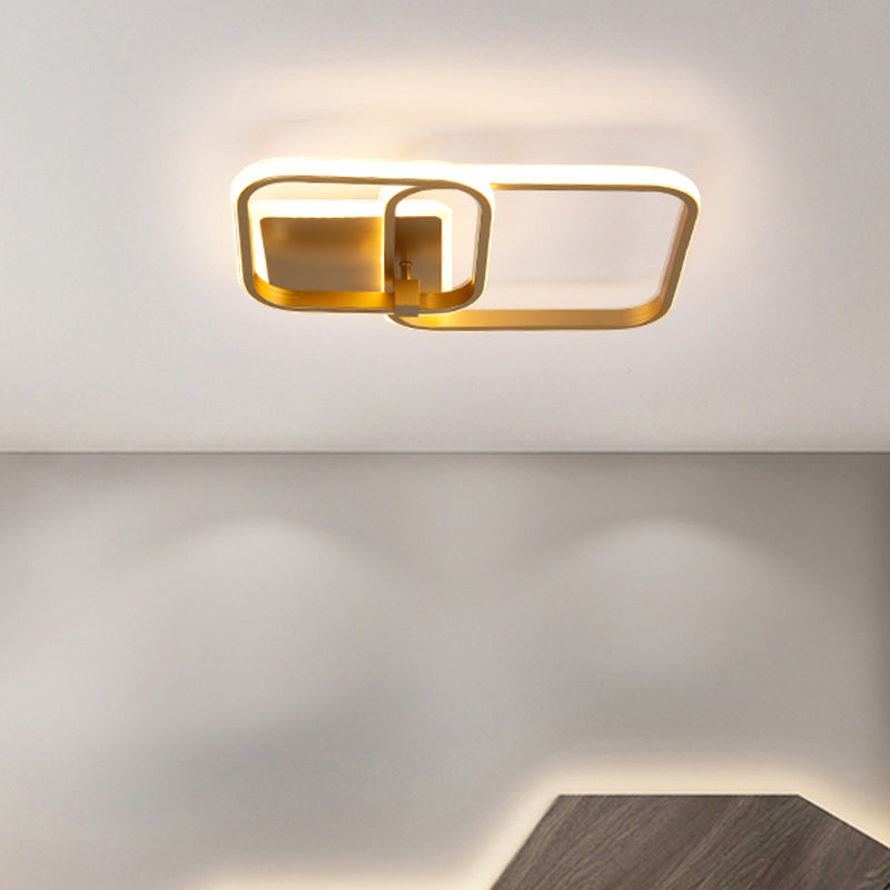 Minimalist Metal Led Ceiling Light In Gold - Multi-Shape & 2/4 Lights Semi Flush Mount Fixture