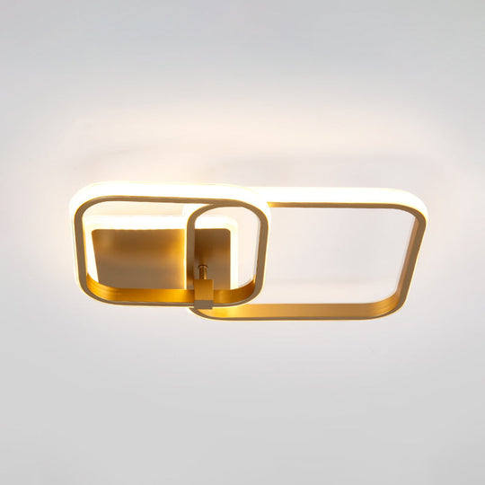 Minimalist Metal Led Ceiling Light In Gold - Multi-Shape & 2/4 Lights Semi Flush Mount Fixture