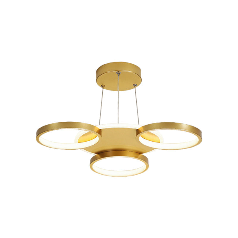 Modern Gold Halo Ring Chandelier - Flush Mount 3/5/6-Light Metal Ceiling Lamp In Warm/White Light