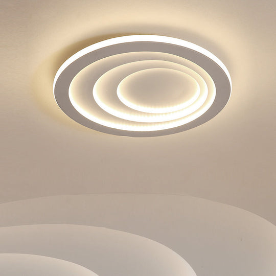 Minimalist White Led Ceiling Flush Mount In Warm/White Light - 3 Width Options / 16