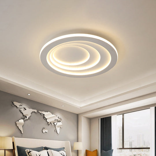 Minimalist White LED Ceiling Flush Mount in Warm/White Light - 3 Width Options