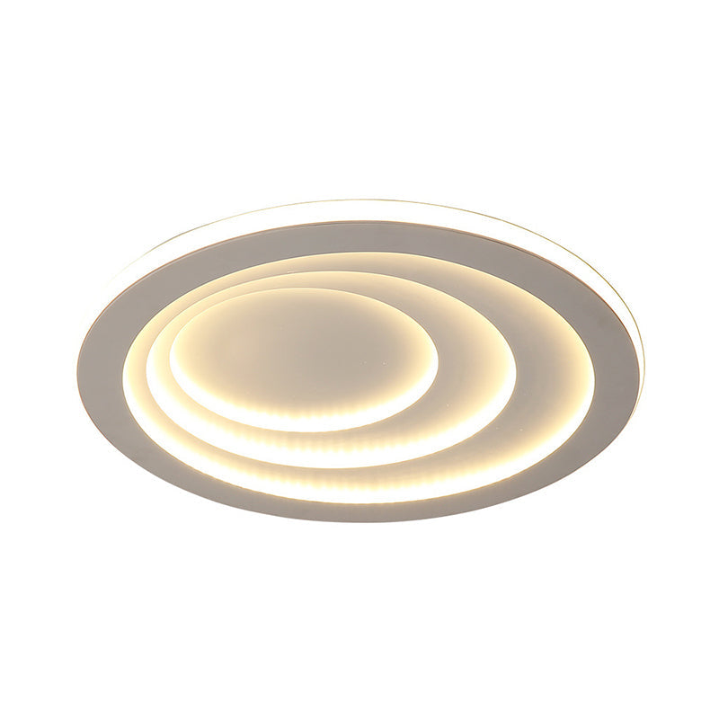 Minimalist White LED Ceiling Flush Mount in Warm/White Light - 3 Width Options