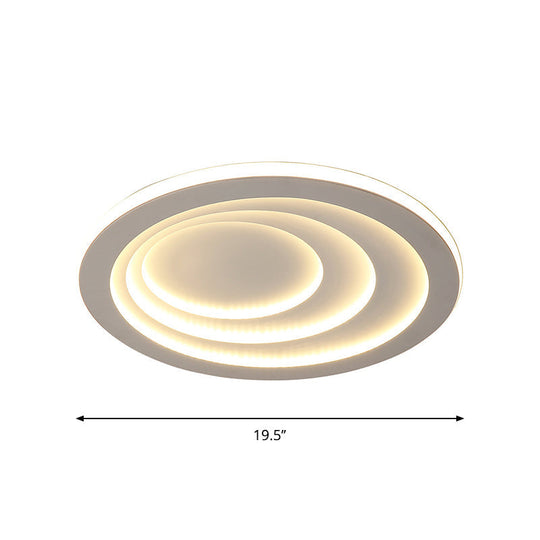 Minimalist White LED Ceiling Flush Mount in Warm/White Light - 3 Width Options