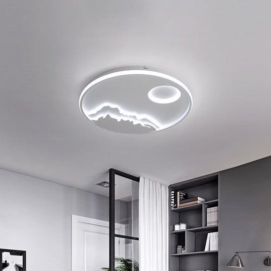 Modern Led Circle Ceiling Light With Acrylic Shade In Warm/White 17/20.5/25 Diameter - White