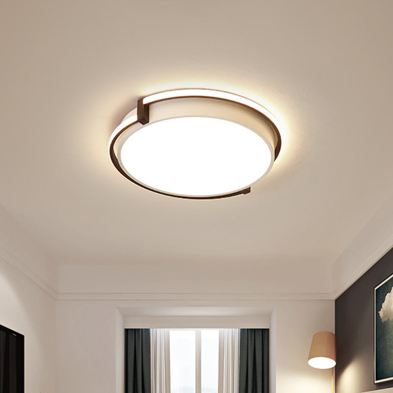 Dorm Room LED Flushmount Ceiling Light with Minimalist Design and Acrylic Shade (Grey/White) - Available in 3 Sizes