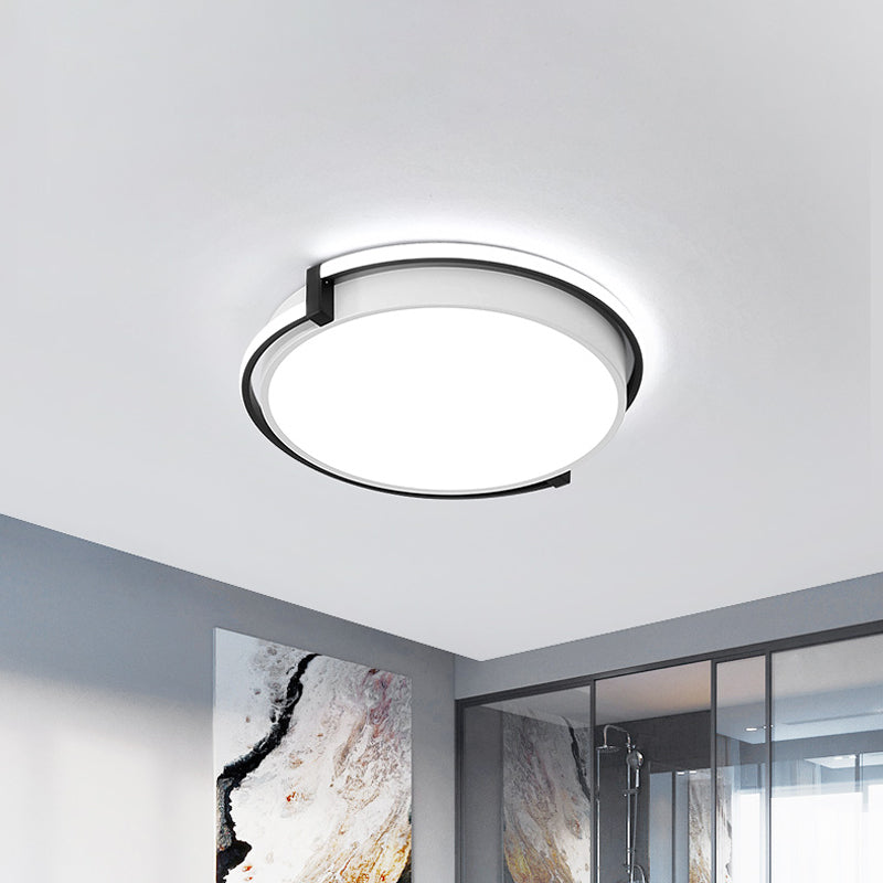 Dorm Room LED Flushmount Ceiling Light with Minimalist Design and Acrylic Shade (Grey/White) - Available in 3 Sizes