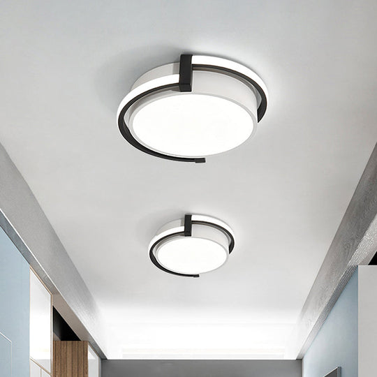 Dorm Room LED Flushmount Ceiling Light with Minimalist Design and Acrylic Shade (Grey/White) - Available in 3 Sizes