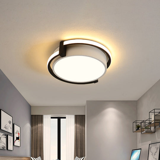 Dorm Room LED Flushmount Ceiling Light with Minimalist Design and Acrylic Shade (Grey/White) - Available in 3 Sizes