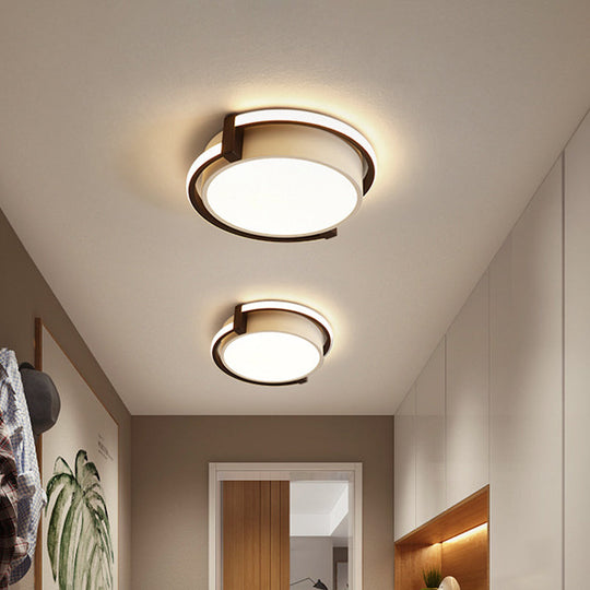 Dorm Room LED Flushmount Ceiling Light with Minimalist Design and Acrylic Shade (Grey/White) - Available in 3 Sizes