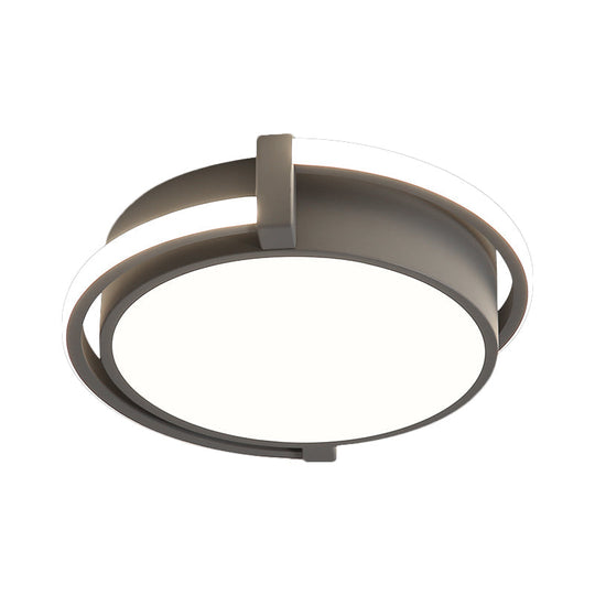 Dorm Room LED Flushmount Ceiling Light with Minimalist Design and Acrylic Shade (Grey/White) - Available in 3 Sizes