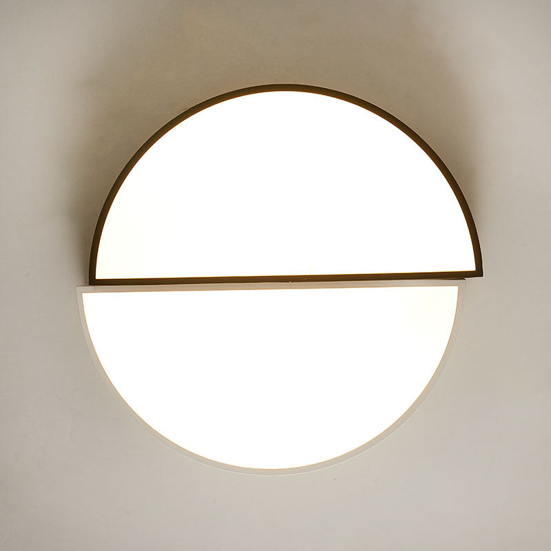 Minimalist Split Round Led Ceiling Lamp - 15/19 Wide Black & White