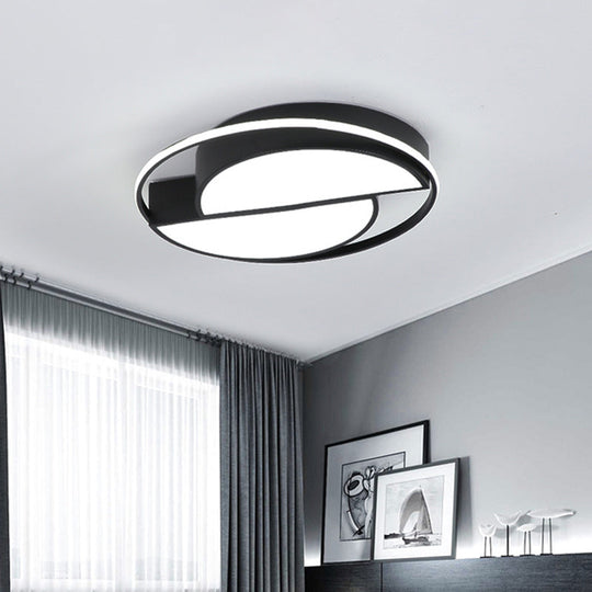 Modern Black LED Semicircle Acrylic Ceiling Light with Glowing Ring