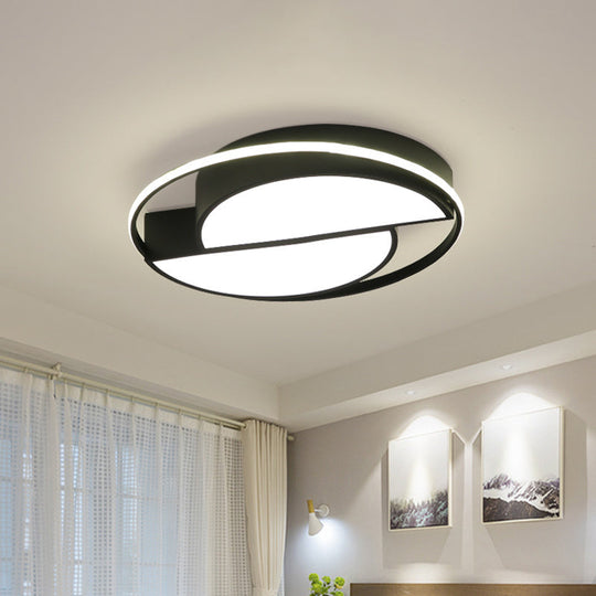 Modern Black LED Semicircle Acrylic Ceiling Light with Glowing Ring