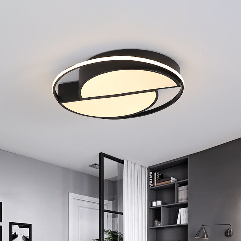 Modern Black LED Semicircle Acrylic Ceiling Light with Glowing Ring