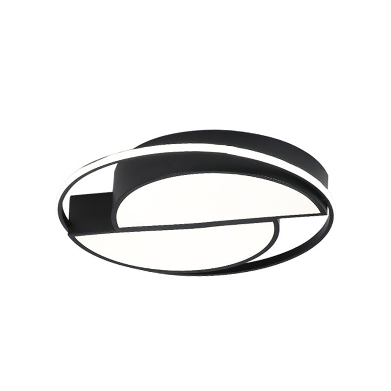 Modern Black LED Semicircle Acrylic Ceiling Light with Glowing Ring