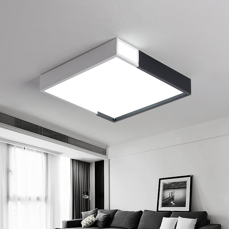 Minimalist Led Flush Light In Black-White Design With Multiple Shapes And Warm/White Options