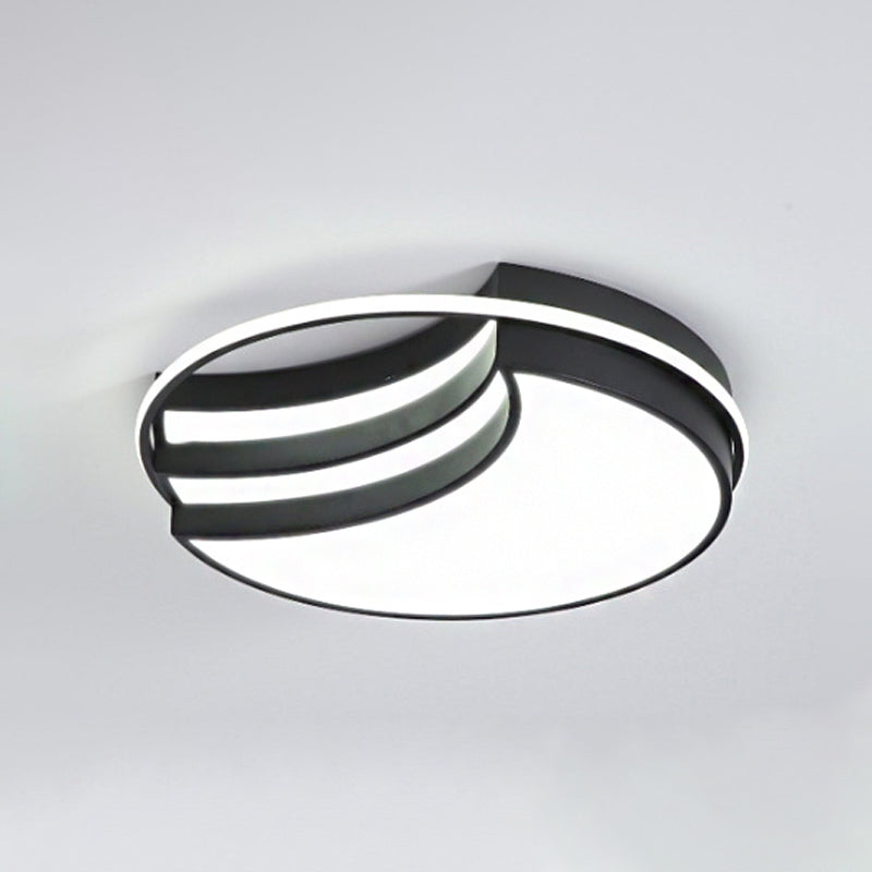 Black Flush Mount LED Ceiling Lamp - New Moon Shape with Nordic Acrylic and Glow Ring