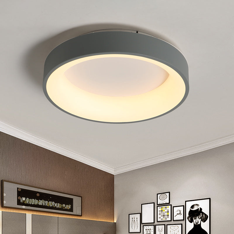 Nordic Grey/White LED Flushmount Ceiling Light - Circular Iron Design, Ideal for Bedroom - 18"/23.5" Dia