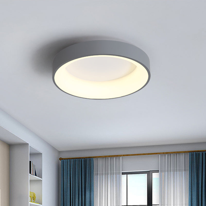 Nordic Grey/White LED Flushmount Ceiling Light - Circular Iron Design, Ideal for Bedroom - 18"/23.5" Dia