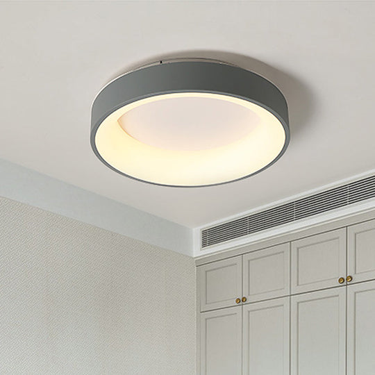 Nordic Grey/White LED Flushmount Ceiling Light - Circular Iron Design, Ideal for Bedroom - 18"/23.5" Dia