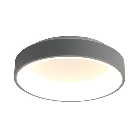 Nordic Grey/White LED Flushmount Ceiling Light - Circular Iron Design, Ideal for Bedroom - 18"/23.5" Dia