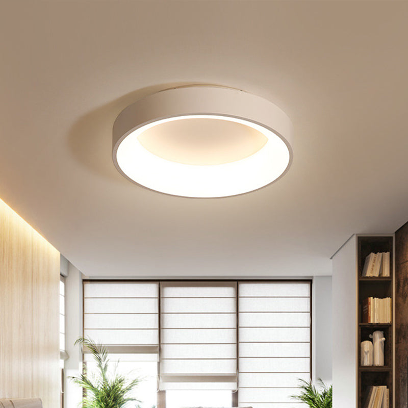 Nordic Grey/White LED Flushmount Ceiling Light - Circular Iron Design, Ideal for Bedroom - 18"/23.5" Dia