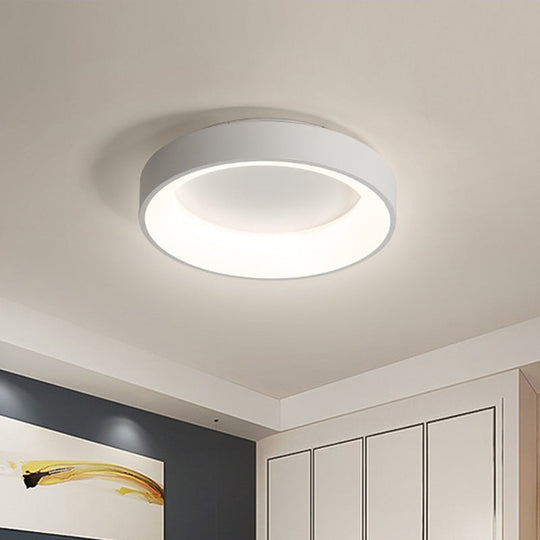 Nordic Grey/White LED Flushmount Ceiling Light - Circular Iron Design, Ideal for Bedroom - 18"/23.5" Dia