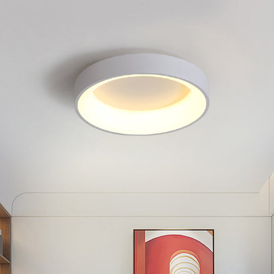 Nordic Grey/White LED Flushmount Ceiling Light - Circular Iron Design, Ideal for Bedroom - 18"/23.5" Dia