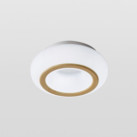 Modern Acrylic Donut Shaped Ceiling Lamp with Integrated LED and Wood Grain Finish