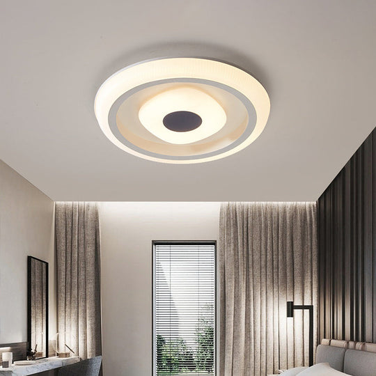 Minimalist White LED Ceiling Lamp in Square/Round Shape with Acrylic Flush Mount, Perfect for Hotels