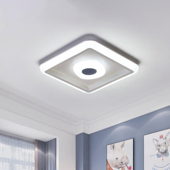 Minimalist White LED Ceiling Lamp in Square/Round Shape with Acrylic Flush Mount, Perfect for Hotels