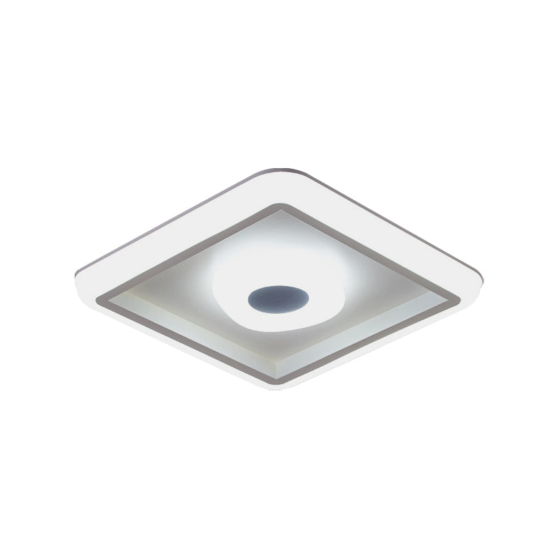 Minimalist White LED Ceiling Lamp in Square/Round Shape with Acrylic Flush Mount, Perfect for Hotels