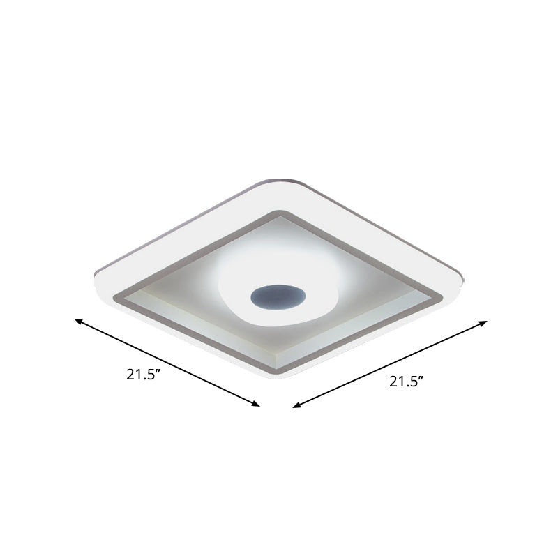 Minimalist White LED Ceiling Lamp in Square/Round Shape with Acrylic Flush Mount, Perfect for Hotels