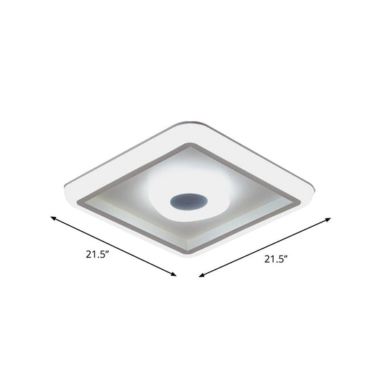 Minimalist White LED Ceiling Lamp in Square/Round Shape with Acrylic Flush Mount, Perfect for Hotels