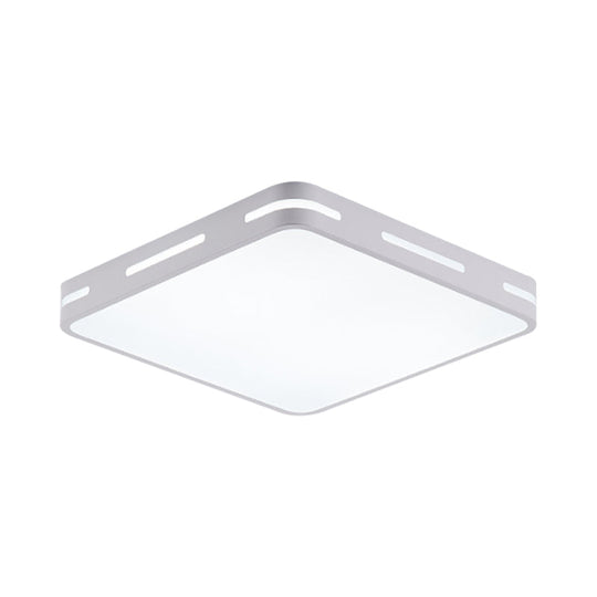 Minimalist Bedroom Ceiling Light: Square/Round Metal Flush Lamp with 12-19.5-inch Wide LED in White