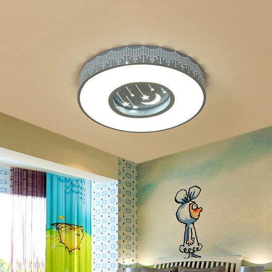 Modern Hollowed Meteor Ceiling Light: Romantic Acrylic Pink/White/Blue Led Flush Mounted Lamp