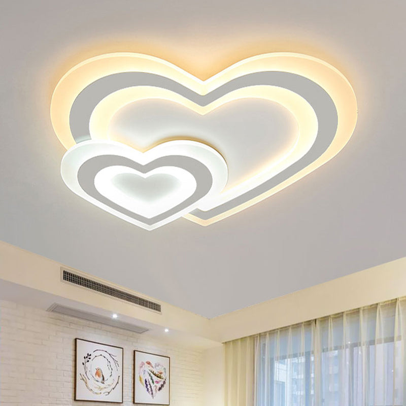 Kids LED Flushmount Ceiling Light with White Star/Triangle/Loving Heart Design for Nursery