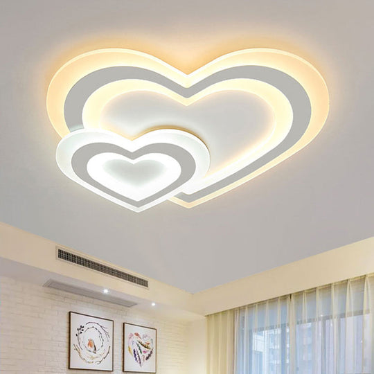 Kids Led Flushmount Ceiling Light With White Star/Triangle/Loving Heart Design For Nursery / Loving