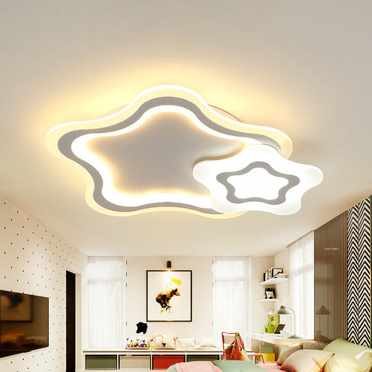 Kids LED Flushmount Ceiling Light with White Star/Triangle/Loving Heart Design for Nursery