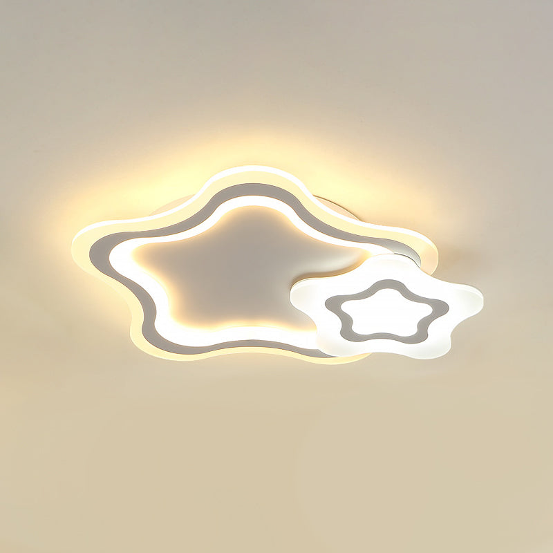 Kids LED Flushmount Ceiling Light with White Star/Triangle/Loving Heart Design for Nursery