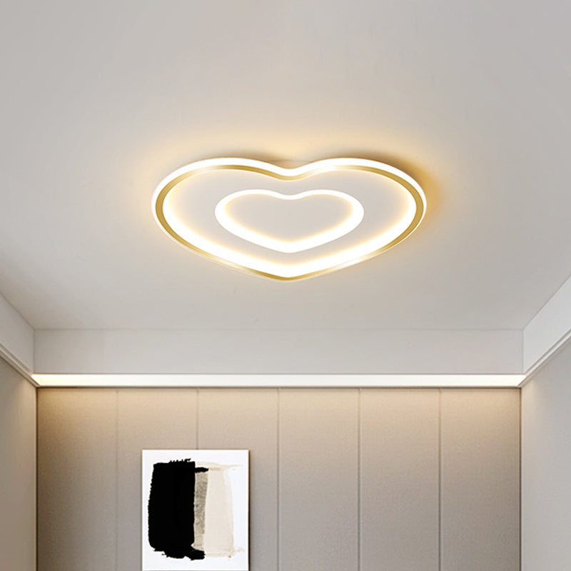 Contemporary Metal Polished Gold LED Ceiling Mount Lamp - Extra Thin Flush Light for Baby Room