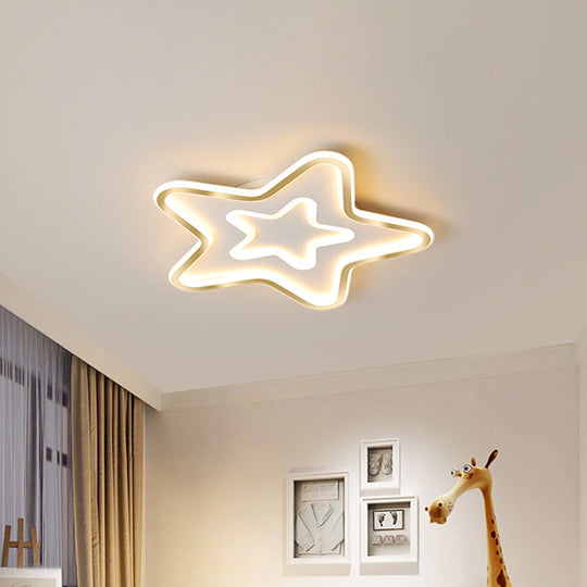 Contemporary Metal Polished Gold LED Ceiling Mount Lamp - Extra Thin Flush Light for Baby Room