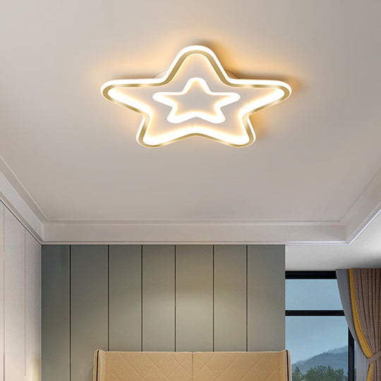 Contemporary Metal Polished Gold LED Ceiling Mount Lamp - Extra Thin Flush Light for Baby Room